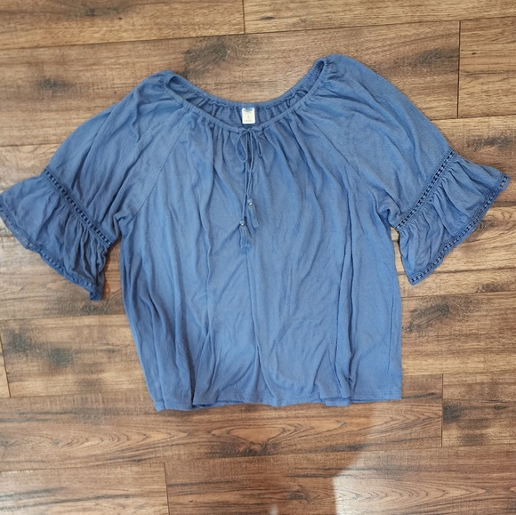 Old Navy Women's Short Sleeve Pullover Bohemian Boho Casual Blue Top X-Large XL - Picture 2 of 9